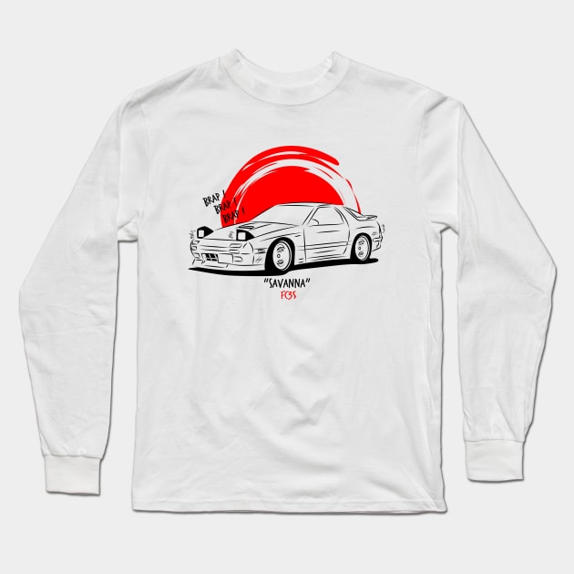 RX7 FC3S Draw Long Sleeve T-Shirt by GoldenTuners